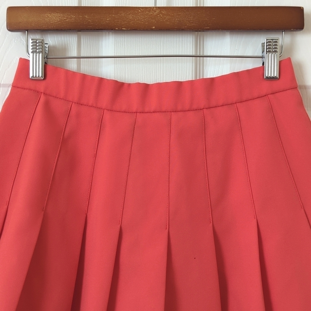 Tretorn 80's Vintage Classic Pleated High Waisted Mini Tennis Skirt Hot Coral 8 - Picture 2 of 10
